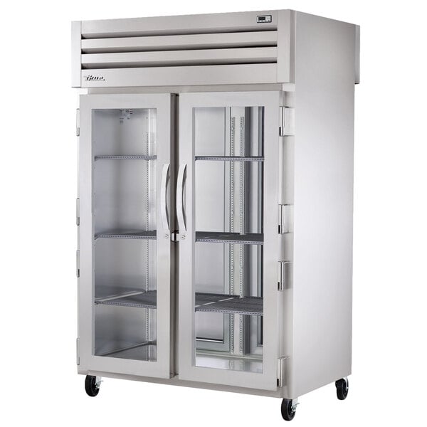True Manufacturing STA2RPT-2G-2S-HC Spec Series 52 5/8" Glass Front / Solid Back Door Pass-Through Refrigerator with Chrome-Plated Shelves