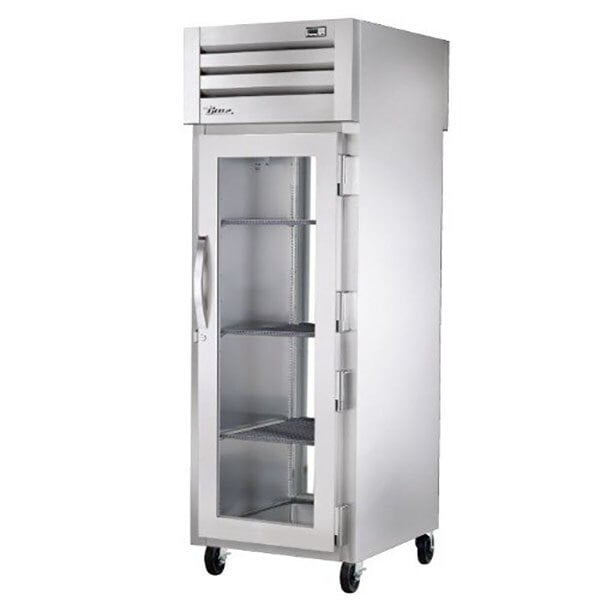 True Manufacturing STG1RPT-1G-1G-HC Spec Series 27 1/2" Glass Door Pass-Through Refrigerator with PVC-Coated Shelves