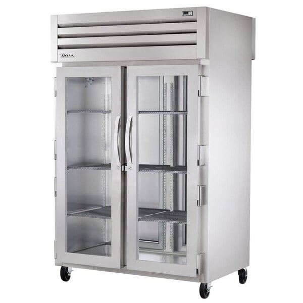 True Manufacturing STG2RPT-2G-2S-HC Spec Series 52 5/8" Glass Front / Solid Back Door Pass-Through Refrigerator with PVC-Coated Shelves