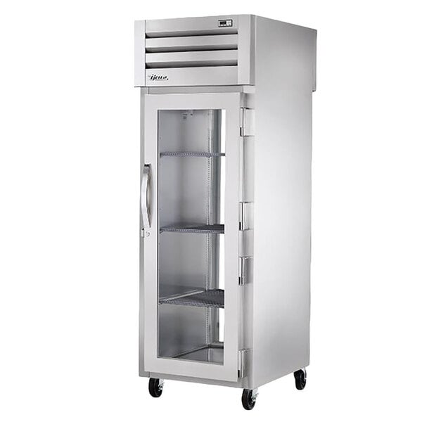True Manufacturing STR1RPT-1G-1G-HC Spec Series 27 1/2" Glass Door Stainless Steel Pass-Through Refrigerator