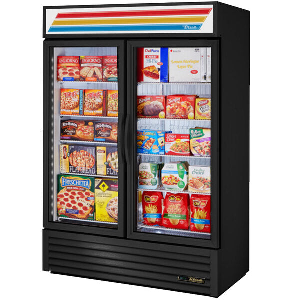 True Manufacturing GDM-49F-HC~TSL01 54 1/8" Black Glass Door Merchandiser Freezer with LED Lighting