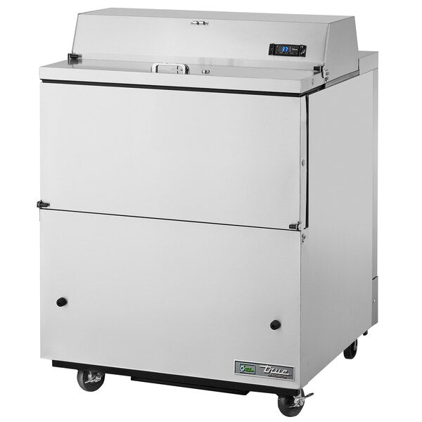 True Manufacturing TMC-34-S-HC 34 1/4" One Sided Milk Cooler with Stainless Steel Exterior and Aluminum Interior
