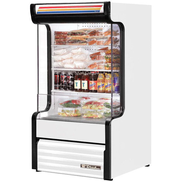 True Manufacturing TAC-14GS-LD 30 1/4" White Refrigerated Air Curtain Merchandiser with Glass Sides