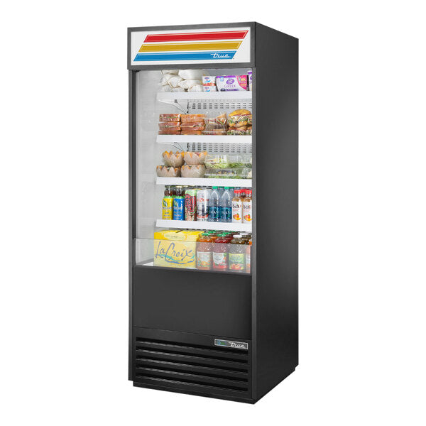 True Manufacturing TOAM-30-HC~TSL01 30" Refrigerated Air Curtain Merchandiser with Sign Panel
