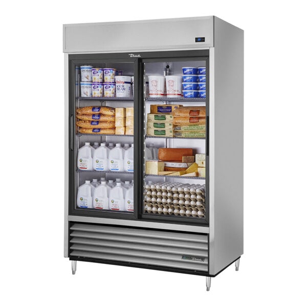 True Manufacturing TSD-47G-HC-LD 54 1/8" Sliding Glass Door Reach-In Refrigerator with LED Lighting