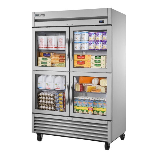 True Manufacturing T-49G-4-HC~FGD01 54 1/8" Bottom Mounted Glass Half Door Reach-In Refrigerator