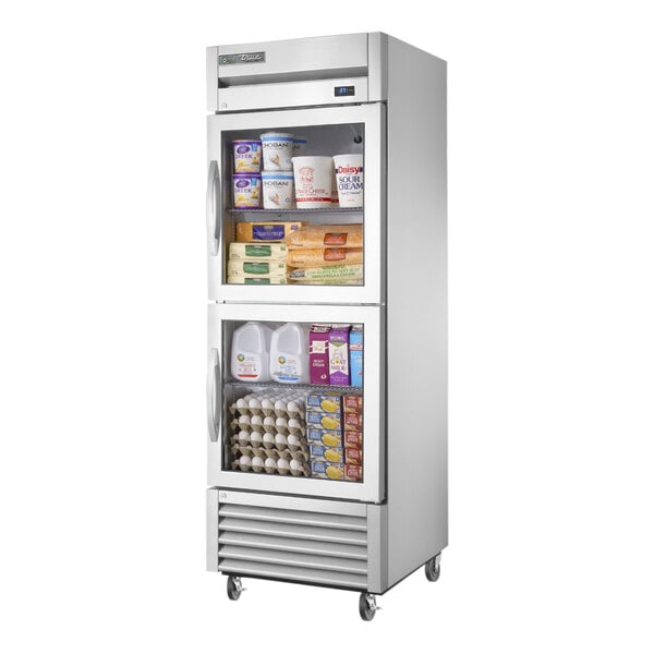 True Manufacturing T-23G-2-HC~FGD01 27" Bottom Mounted Glass Half Door Reach-In Refrigerator