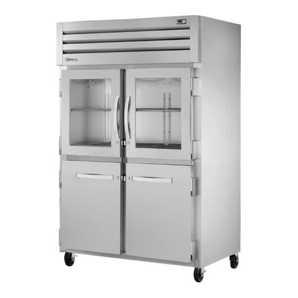 True Manufacturing STR2R-2HG/2HS-HC Spec Series 52 5/8" Glass and Solid Half Door Reach-In Refrigerator