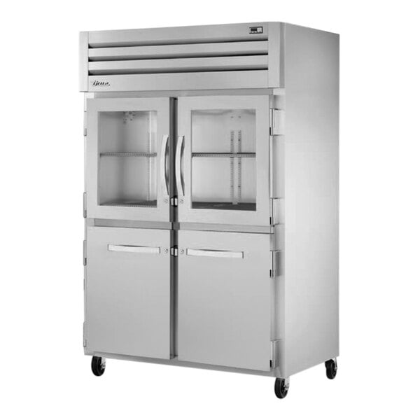 True Manufacturing STG2R-2HG/2HS-HC Spec Series 52 5/8" Glass and Solid Half Door Reach-In Refrigerator