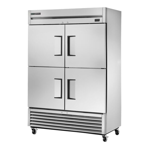 True Manufacturing T-49-4-HC 54 1/8" Bottom Mounted Solid Half Door Reach-In Refrigerator