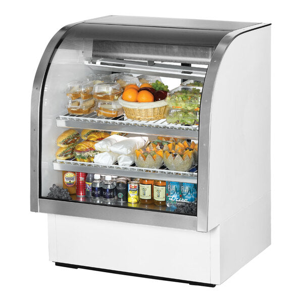 True Manufacturing TCGG-36-HC-LD 36 1/4" White Curved Glass Refrigerated Deli Case