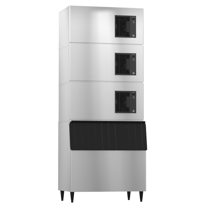 Hoshizaki IM-500SAB Square Cuber Icemaker, Air-cooled, stainless steel, stackable units, commercial ice production.