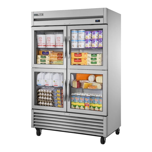 True Manufacturing TS-49G-4-HC~FGD01 54 1/8" Stainless Steel Half Glass Door Reach-In Refrigerator
