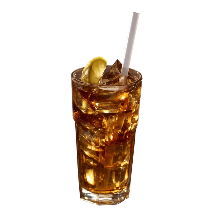 Hoshizaki KM-660MAJ air-cooled crescent cuber icemaker with glass of iced beverage.