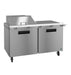 Hoshizaki SR60B-12M two-section mega top prep table with stainless doors.